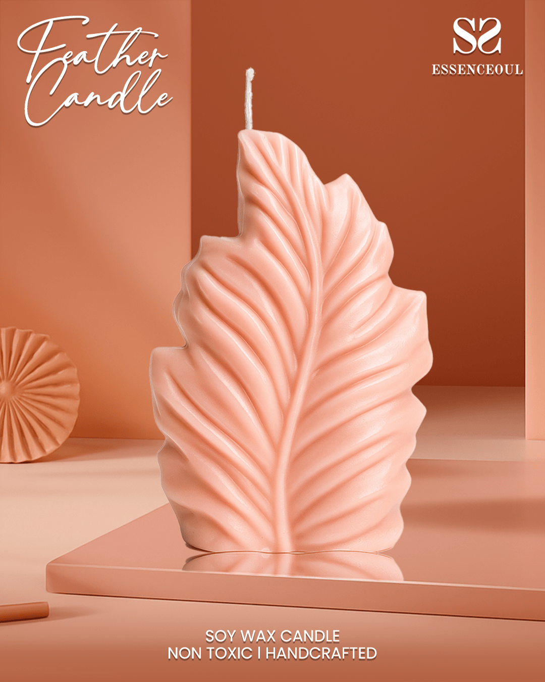 Luxury Feather Soy Wax Candle – Handcrafted, Non - Toxic Decorative Home Fragrance - Essenceoul