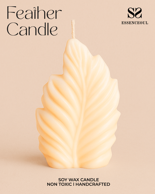 Luxury Feather Soy Wax Candle – Handcrafted, Non - Toxic Decorative Home Fragrance - Essenceoul