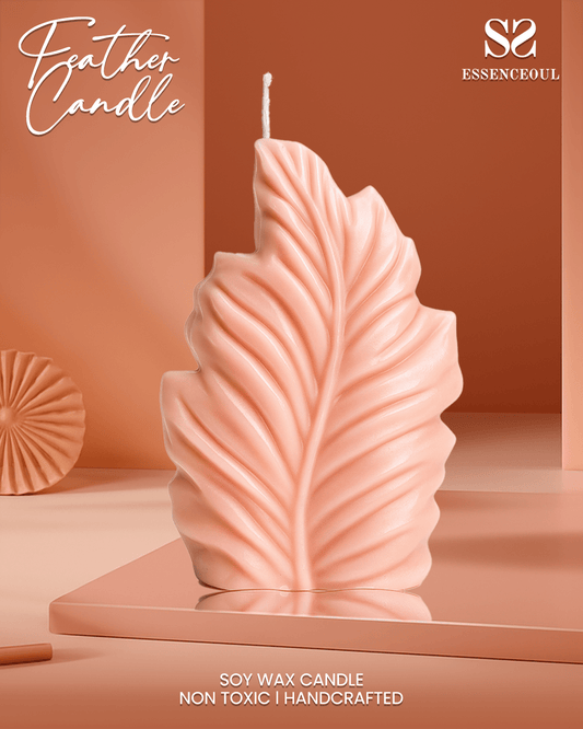 Luxury Feather Soy Wax Candle – Handcrafted, Non - Toxic Decorative Home Fragrance - Essenceoul
